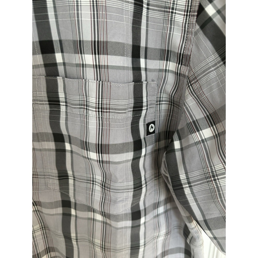 Marmot Mens Plaid Button Up Shirt Size M Gray Lightweight Outdoor Hiking Camping - Picture 3 of 9